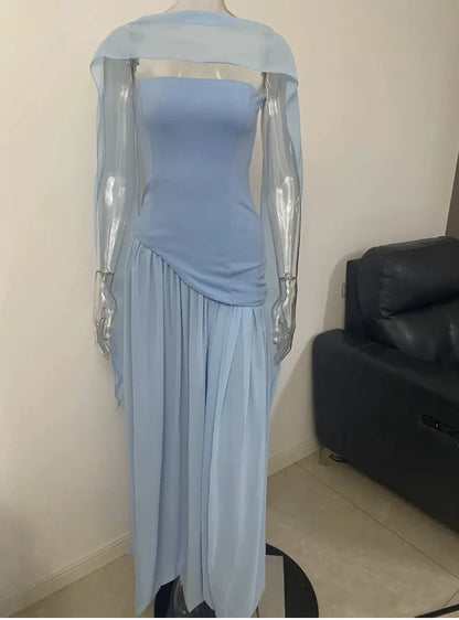Spring and Summer 2025 Sexy Backless Tube Top Slim Fit Dress New Hot Sale Split Strap Long Dress