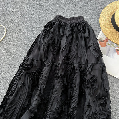 Boutique Wholesale 2025 Spring New Fashion Retro High Waist Versatile Slimming A-line Elegant Women's Half Skirt