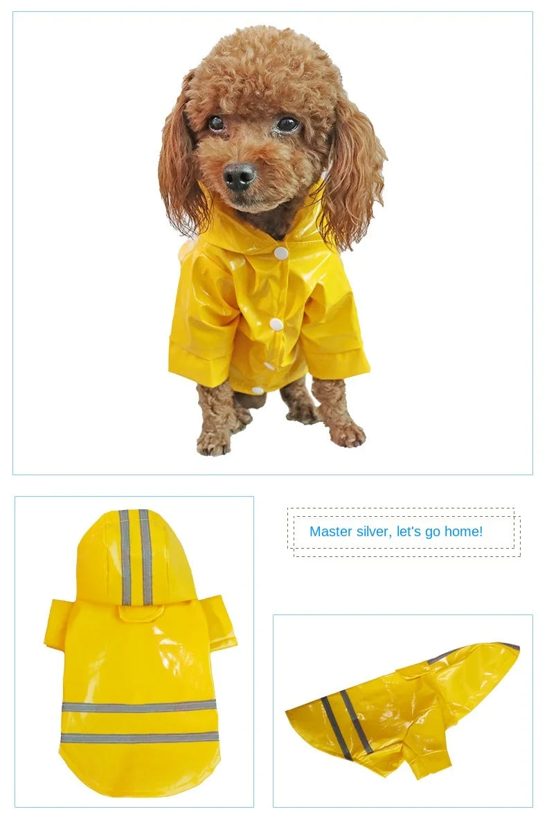 Dog Clothes, Waterproof Jackets, Hooded Raincoats with Reflective Strip, Outdoor Breathable Clothes for Puppies