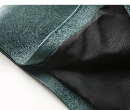 Women Lace-up Genuine Leather Skirt Female Winter Pure Sheep Skin Knee Length Saias With Belt Feminina Neat Stitches Wrap Jupe