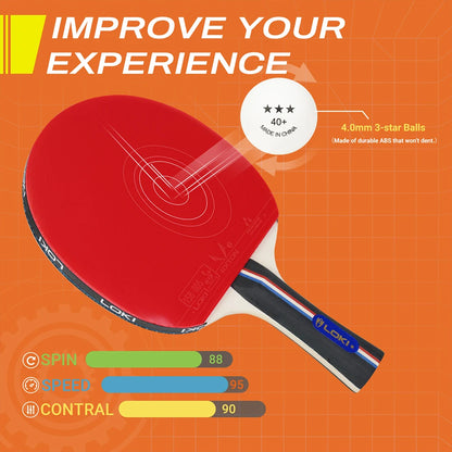Loki 7 Ply Pingpong Paddle Set Wholesale 4 Bats 6 Balls Table Tennis Racket Set for Outdoor Games