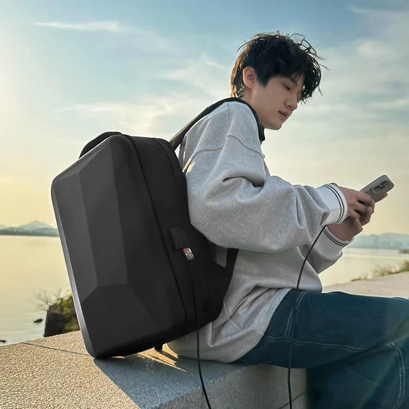 Hard Shell Custom Logo Laptop Backpack Large Capacity Durable Men's Business Anti-Theft Bag Backpack USB Waterproof Oxford Bag