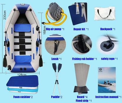 3 Person 2.3M PVC Inflatable Rowing Boat Fishing Kayak Canoe Drifting Raft Dinghy Hovercraft Sailboat