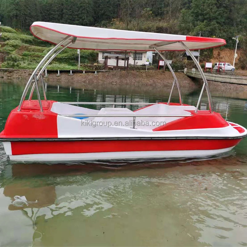 QIQU Commercial Grade Fiberglass 4 Person Leisure Watercraft 300kg Load Capacity for Guest Entertainment Resort Hotel Pedal Boat