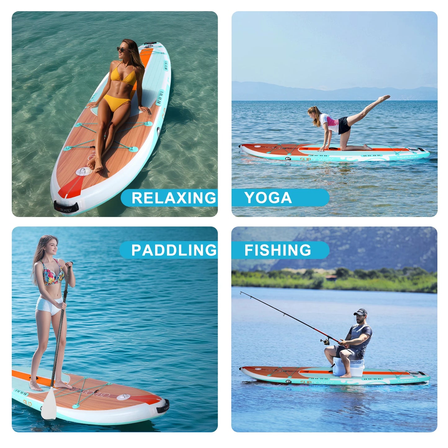 Durable Heavy Duty PVC Drop Stitch Inflatable Paddle Board with Non Slip EVA Deck for Ocean River and Lake Water Sports
