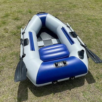 5.9ft Single Inflatable Kayak Fishing Boat Slat Wooden Floor Rowing Canoe Portable Dinghy with Paddles and Pump