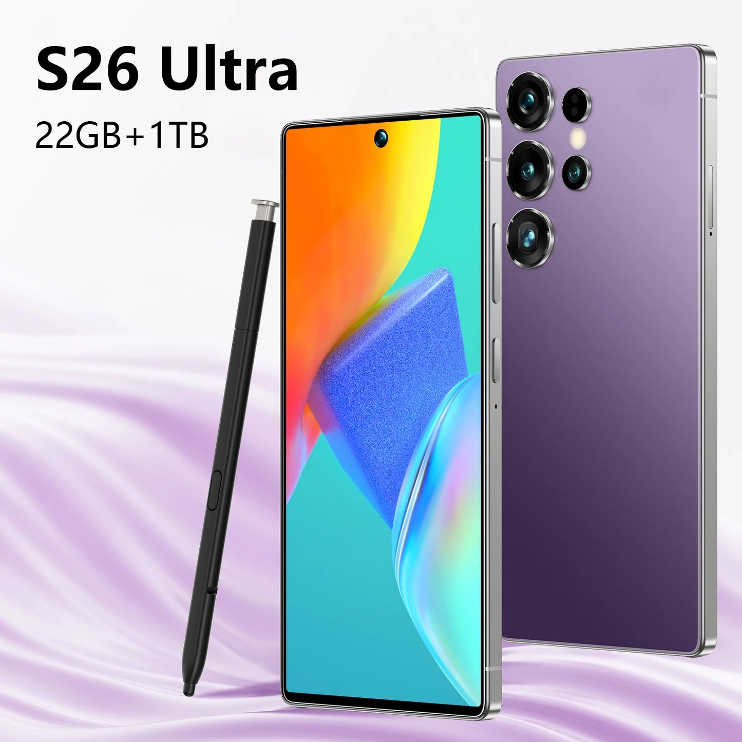 Les S26 Ultra Original 5G Waterproof Android 14 Smartphone 7.3\" HD Screen 108MP Rear 22GB+1TB Memory Global Elite Unlocked 14
