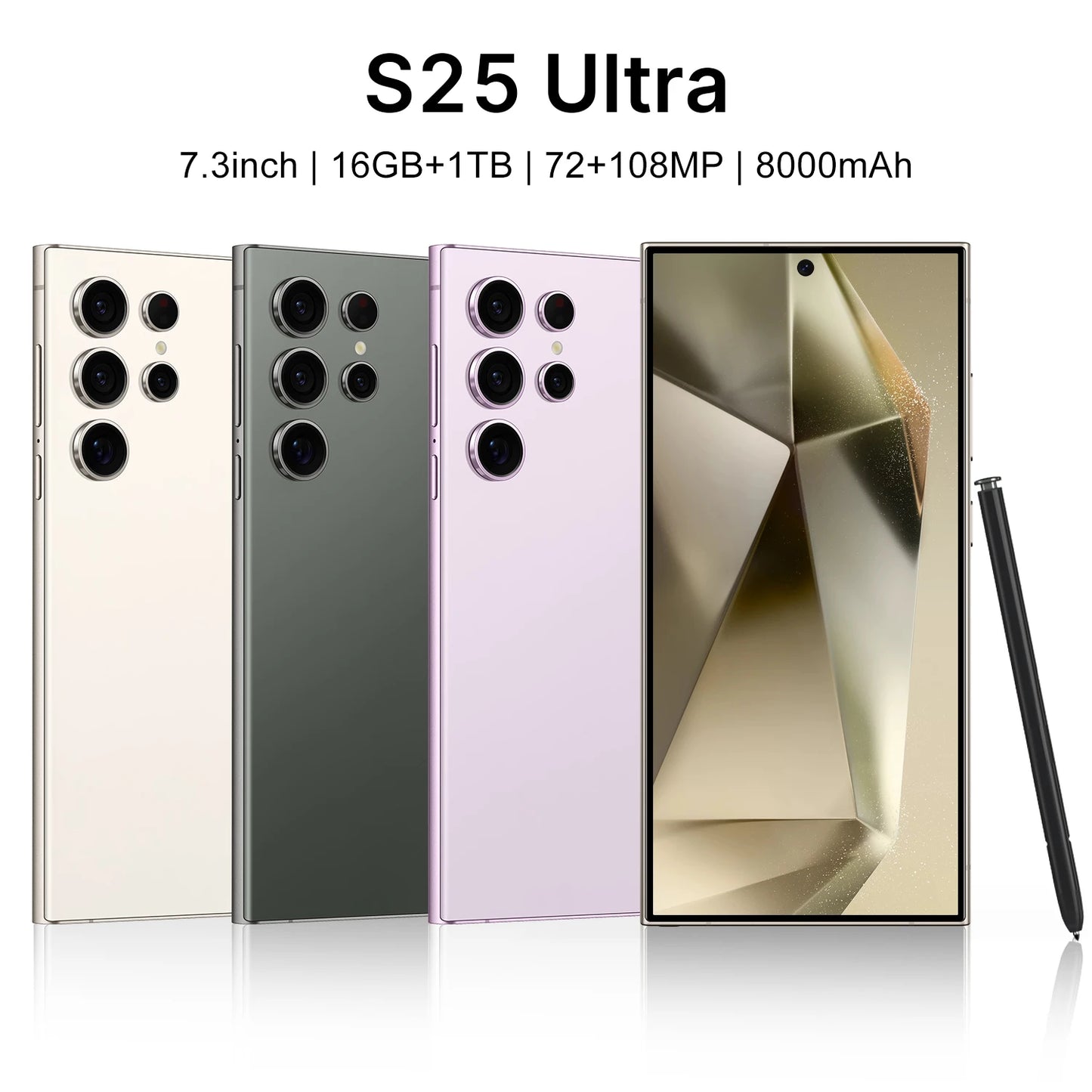 Wholesale 2025 Ultra S25 5G Smartphone Global Unlocked 16G+1T UK Deca Core CPU 108MP Rear Camera 4K HD Display 120Hz Refresh