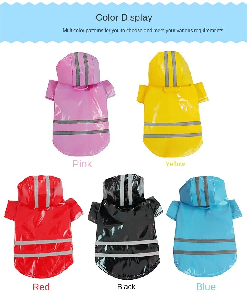 Dog Clothes, Waterproof Jackets, Hooded Raincoats with Reflective Strip, Outdoor Breathable Clothes for Puppies