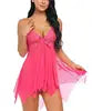 Sexy Erotic Lingerie Front Closure Babydoll Nightdress Thong Set Attractive Sleepwear Night Dress Robe Sexy Lingerie for Women