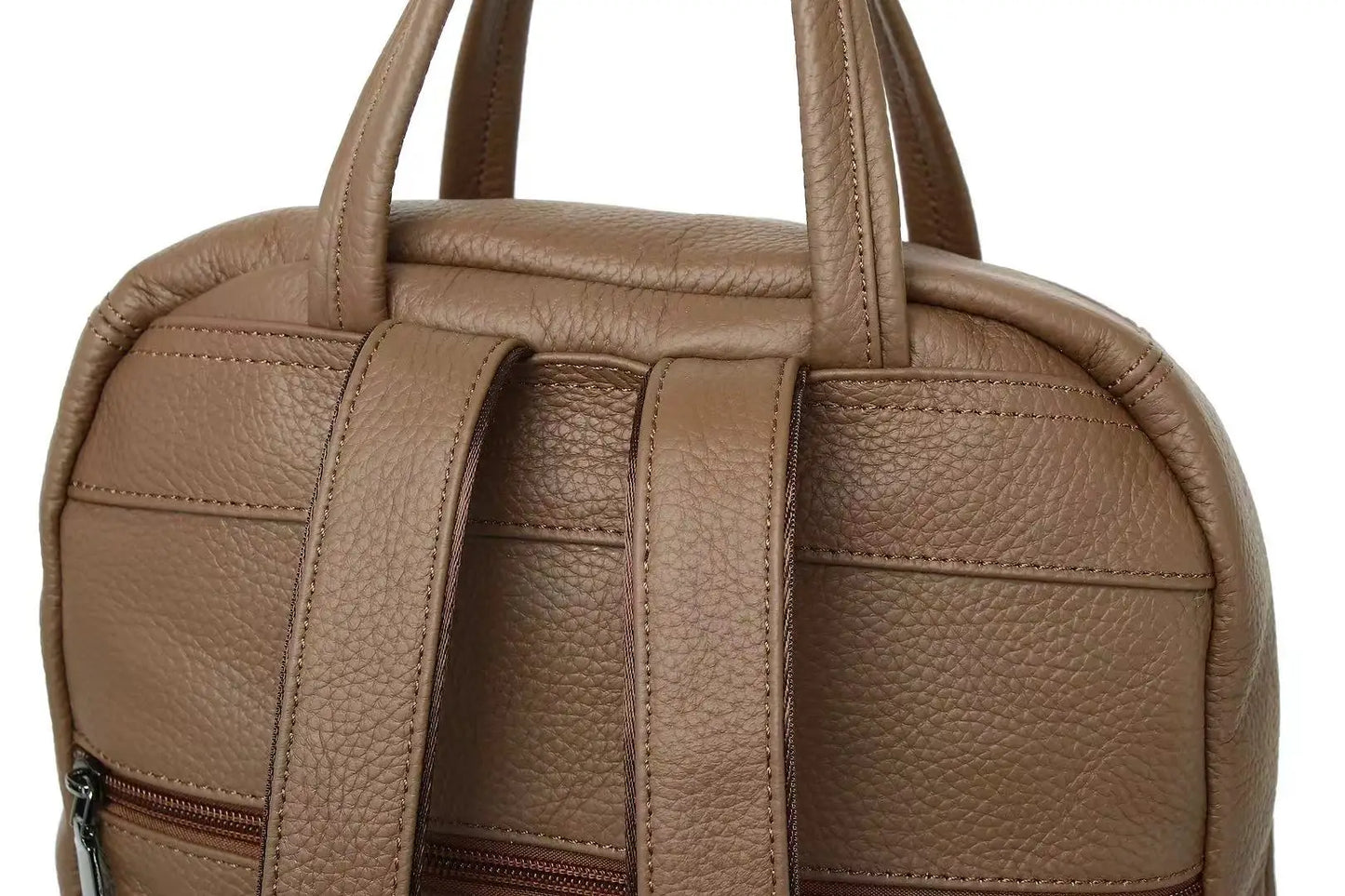 Large Capacity Genuine Leather Business & Travel Backpack with 13" Laptop Compartment England Style Unisex Design Zipper Closure