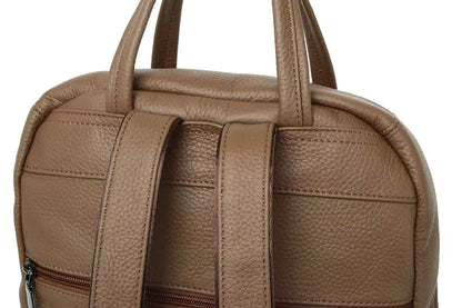 Large Capacity Genuine Leather Business & Travel Backpack with 13" Laptop Compartment England Style Unisex Design Zipper Closure