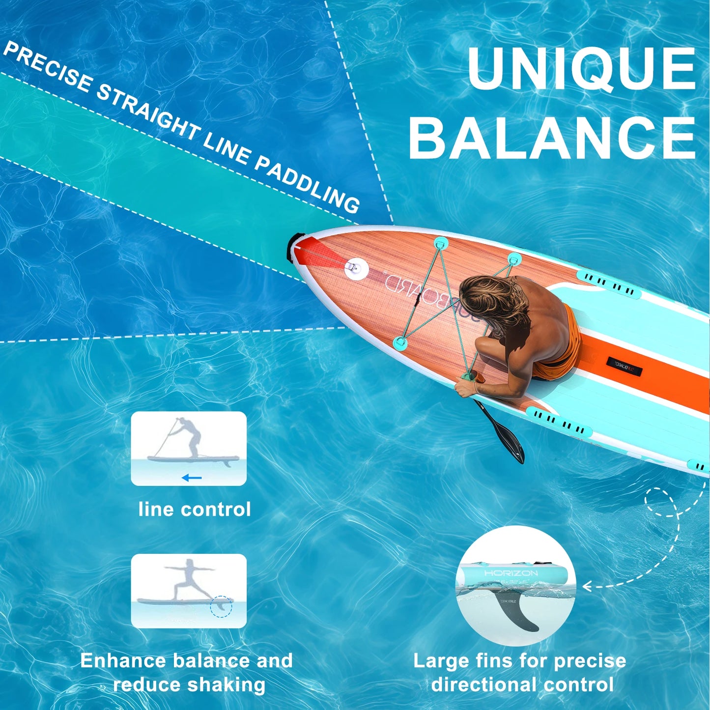 Innovative All Around Inflatable Paddle Board with EVA Deck Pad for Lakes Rivers Ocean and Yoga Recreation Activities