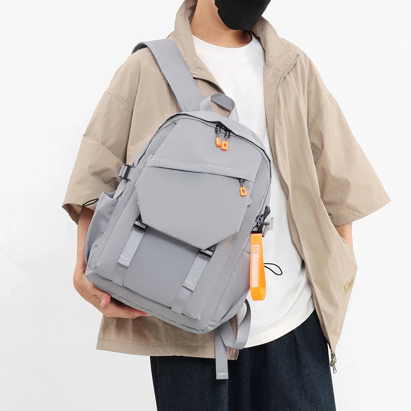 Schoolbag Solid Color Korean Style Student Backpack Men's Large Capacity Versatile Casual Backpack Wholesale 8822