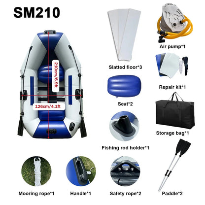 2 Persons Inflatable Fishing Kayak 6.89ft Rowing Boat Dinghy Boot Robber Yacht with Slatted Floor for Pool Lake River