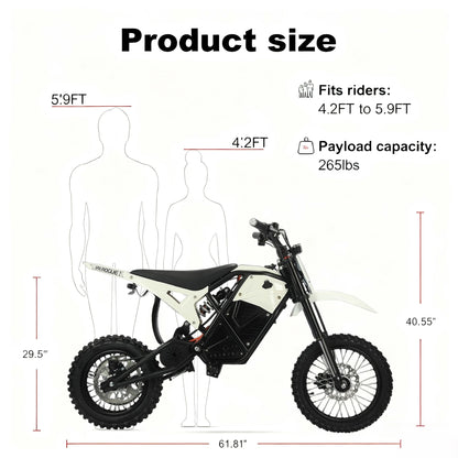 US Warehouse Electric Road Dirt Bike 48V Lithium Battery Electric Fat Bike Motorcycle