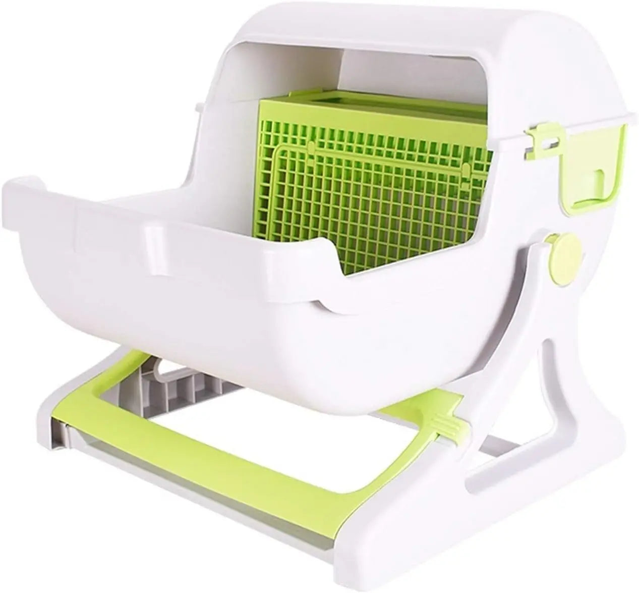 Plastic Cat Litter Box Flip Lid Semi-Automatic Quick Cleaning Luxury Cat Toilet Tray PP Resin Pet Litter Pan Cat Products