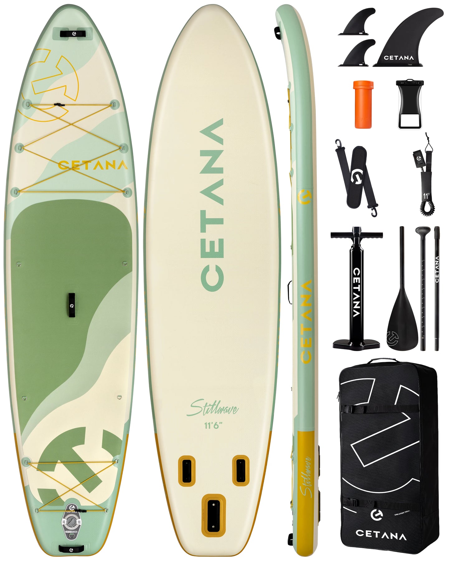 EU Freeship Paddle Board CETANA New Paddle Surf Board 35'' Wide Inflatable Stand up Paddle Board with Excellent Accessories