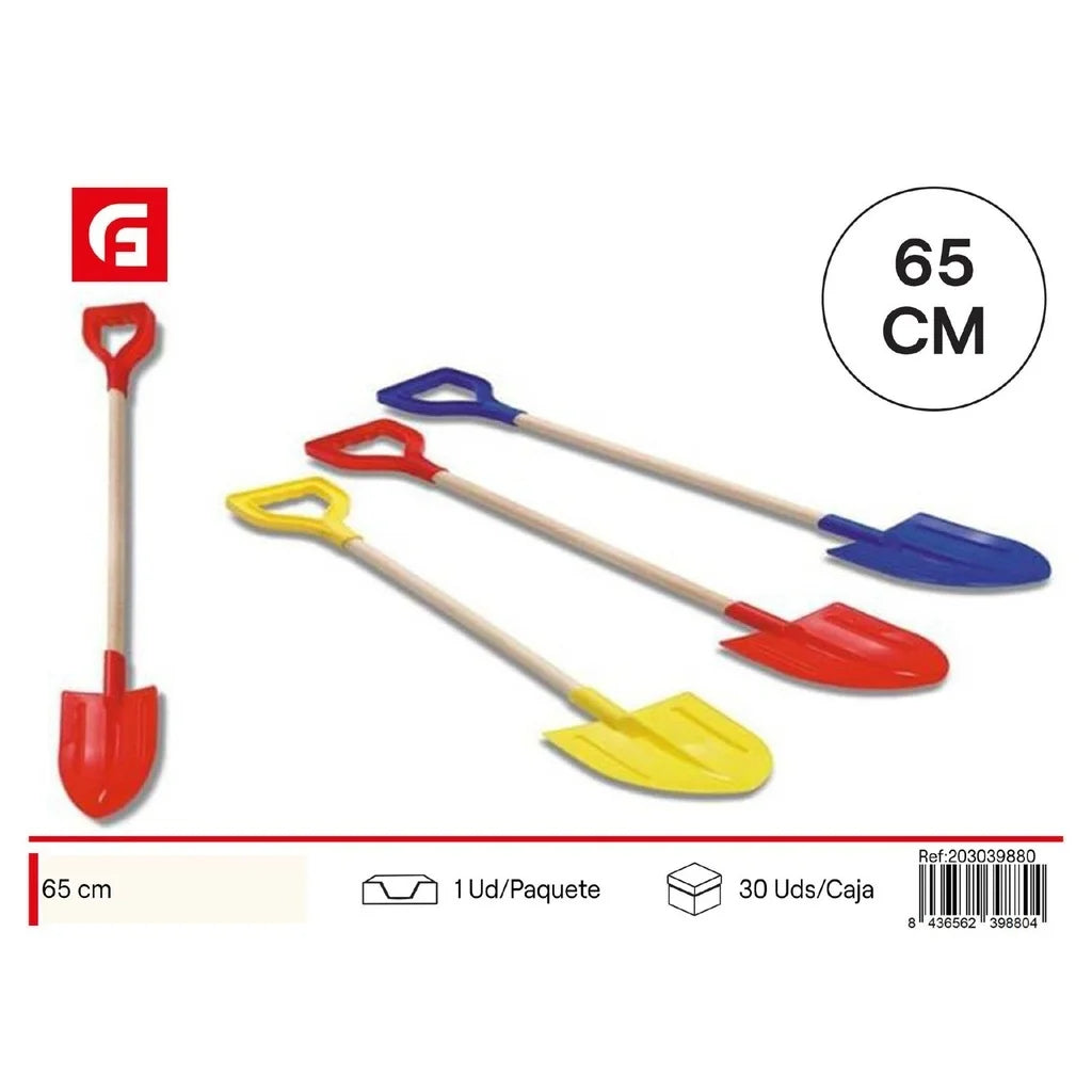 Beach Shovel 65cm Wooden Stick - Sand Toys & Outdoor Games