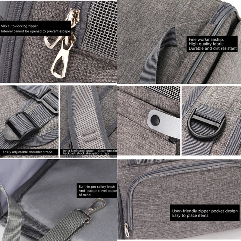 Cat Bag Pet Backpack Outdoor Portable Foldable Cat Backpack Breathable Travel Oxford Fabric Mesh Travel Collapsible Cat Products