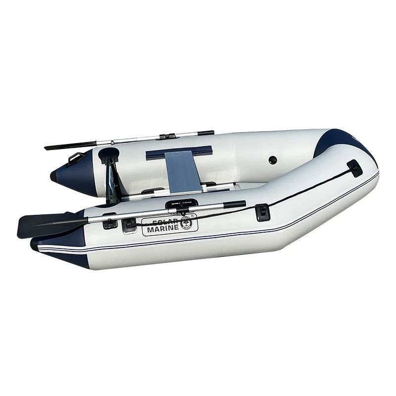 Portable Solar Marine 3 Person 230cm 7.5 ft Aluminum Floor Inflatable River Kayaks Fishing Boats Dinghy for Family Entertainment