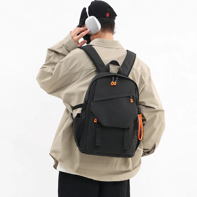 Schoolbag Solid Color Korean Style Student Backpack Men's Large Capacity Versatile Casual Backpack Wholesale 8822
