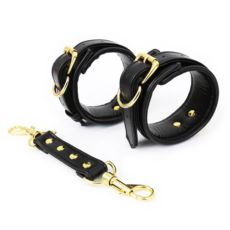 Adults Toys SM Products Sex Toys PU Leather Handcuffs Ankle Cuffs Bondage Gear bdsm Toys SEX Adult Games jugetes sexuales