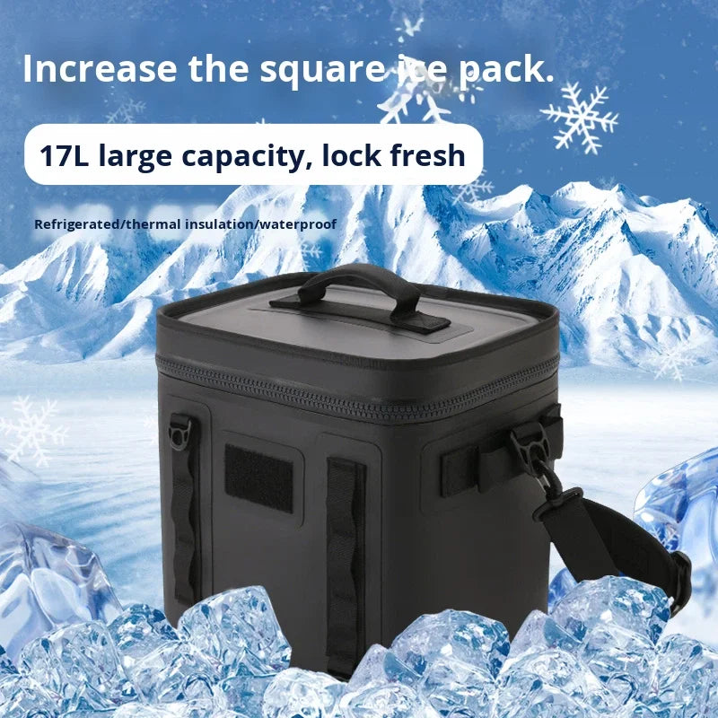 Cross-Border Portable TPU Insulated 17L Waterproof Backpack Camping Outdoor Picnic Ice Bag Fishing Fresh-Keeping Quick Cooling