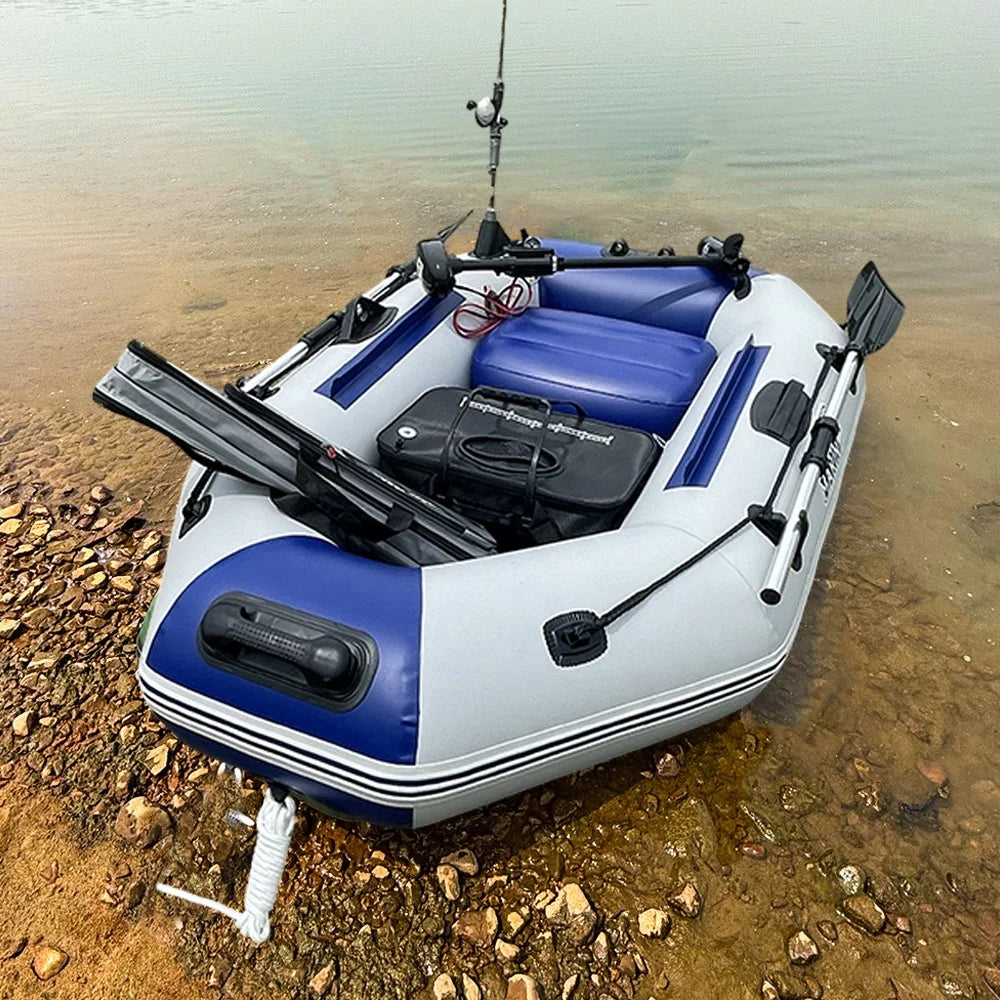 5.9ft Single Inflatable Kayak Fishing Boat Slat Wooden Floor Rowing Canoe Portable Dinghy with Paddles and Pump
