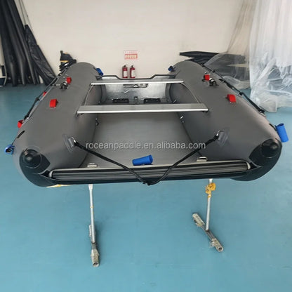 Factory Direct Cheap Price Inflatable Catamaran Dinghy 330-430cm Air Floor Foldable Mini Cat Boat for Fishing Diving