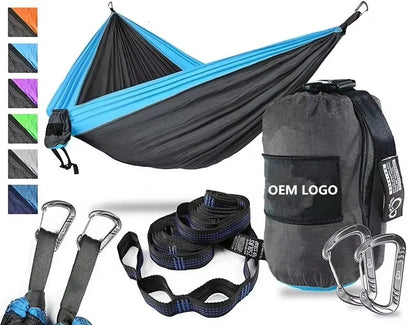 High Quality Nylon Camping Hiking Backpacking Travel Single & Double Parachute Camping Hammock 200kg Weight Capacity All Seasons