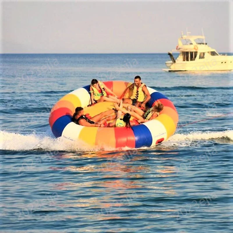 6 Person 10FT Sea Water Toys Flying Crazy UFO Inflatable Towable Spinning UFO Disco Boat for Outdoor Water Fun