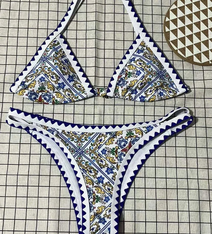 Triangle Bikini 2022 Print Swimsuit Women Sexy Swimwear Female High Cut Swimming Suit Sexy Bathing Suit Beach Wear New