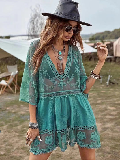 Private Label Cover up Beachwear Women Bikini Sarong Swimsuit Cover Ups Coverups Swimwear Bikini Cover-Up Bikini Lace Dress