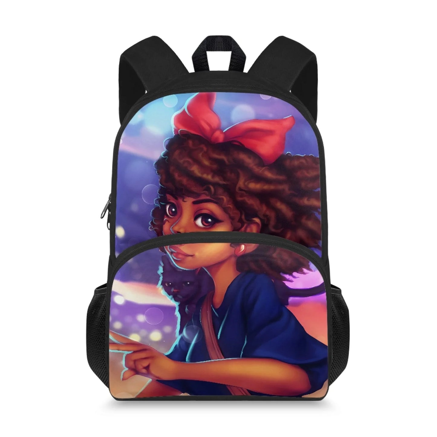 Cute Design Two Pocket African Black Arts Print Large Capacity Kids Backpacks Bag Unisex School Backpack for Children Boys Girls