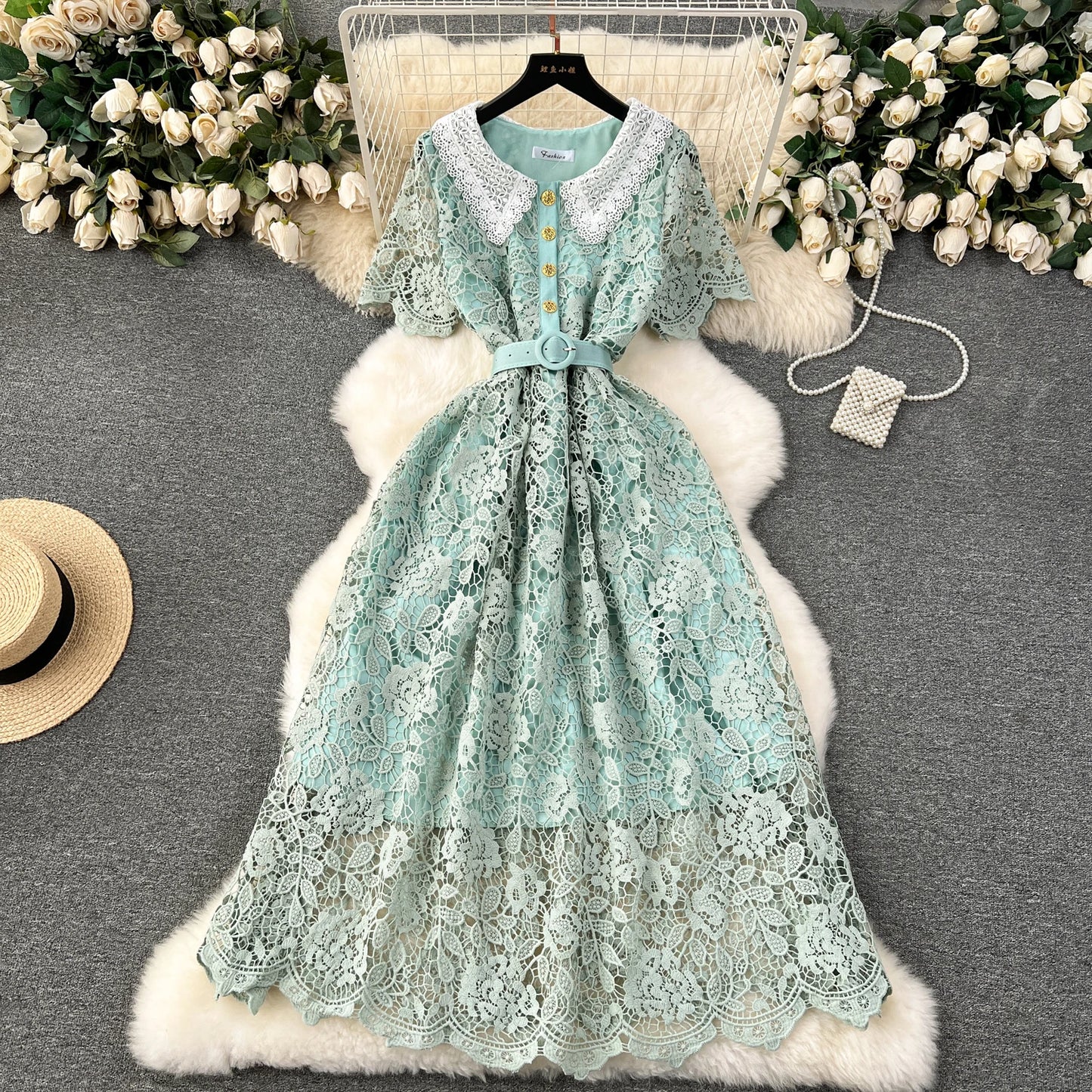 Summer French New Sweet Slim Fit Mid Length Women's Dress