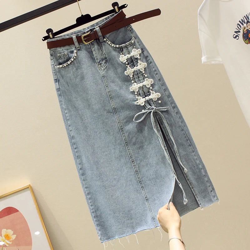 Boutique Wholesale 2025 Spring Fashion New High Waist Slimming Denim A-line Women's Skirt