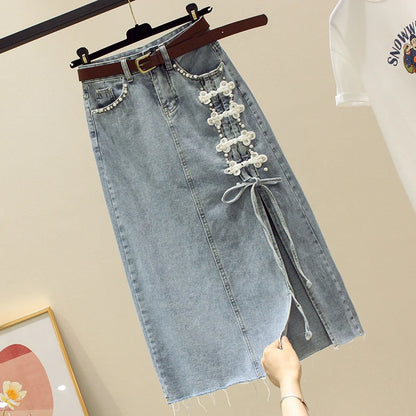 Boutique Wholesale 2025 Spring Fashion New High Waist Slimming Denim A-line Women's Skirt