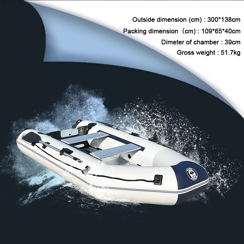 Thermal Welded SOLAR MARINE 9.8 ft 3 Meters Inflatable Speed Boat Outdoor Fishing Rescue Rowing Dinghies With Free Accessories