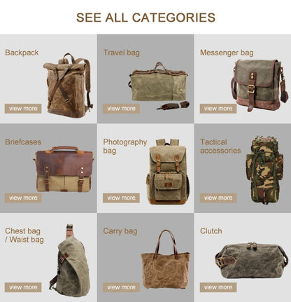 Large Capacity Vintage Rucksack Batik Canvas With Crazy Horse Leather Bag Men's Outdoor Travel Hiking Backpacks