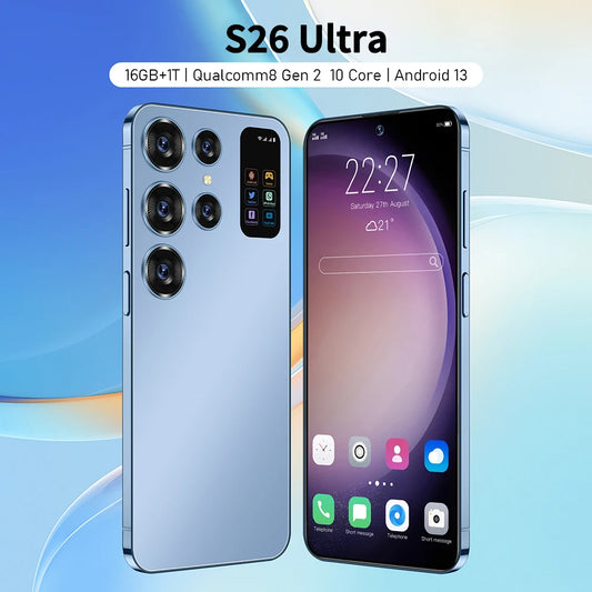 Original S26 5G Smartphone HD 7\" 4K Screen 16G+1T 7000mAh Battery 108MP Dual SIM Face Unlock 48MP Rear LTE/CDMA Cellular Mobile