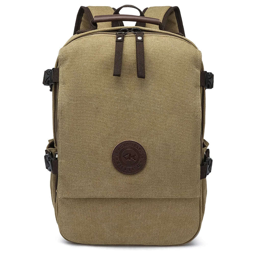 Durable Vintage Custom logo Canvas Laptop Backpack Bag Men Women Rucksack Bookbags School Backpack