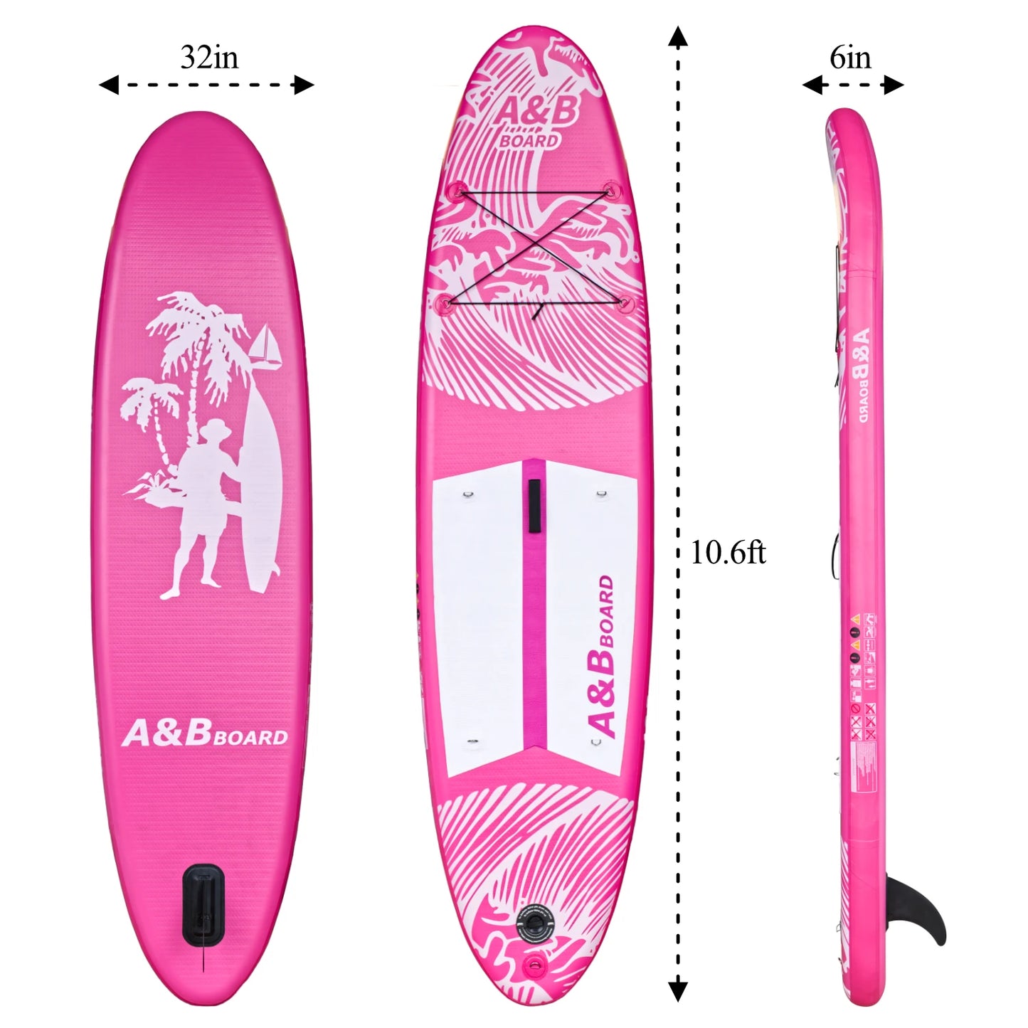 Stock YASKA AB-01 Heat Welded UV Printed Double Layer All-Around Inflatable SUP Paddle Board 10'6''x30''x6'' Portable 150kg Max