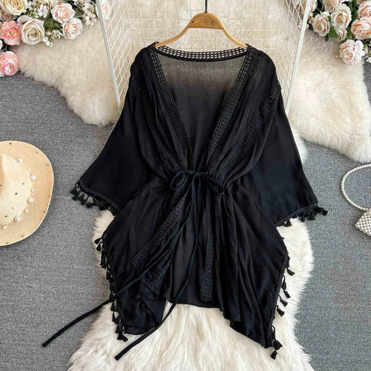 Summer Beach Wear Tops Tassels Bikini Cover Ups