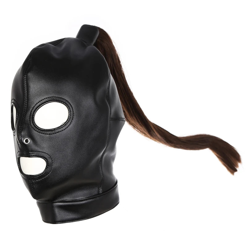 Adult Toys Sex Products Bdsm Mask Sex Toy Female Leather Head Mask with Wigs Slave Props Adult Games Sex Shop Toys for Adults 18