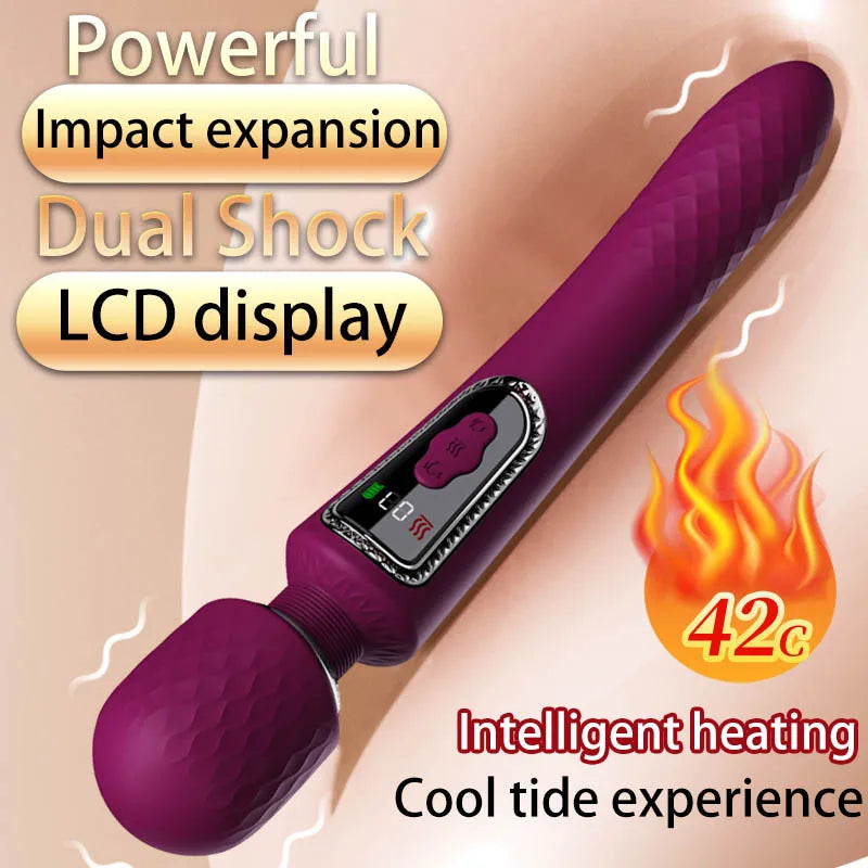 Powerful LCD Heating USB Charging AV Wand Vibration Adult Products Actress Popular Telescopic Wands Vibrator in Japan