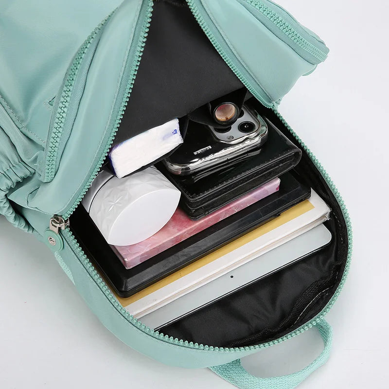 Nylon Fabric Multi Compartment Practical Women's Backpack for Outdoor Commuting, Versatile Zipper Closure,  Single Shoulder Bag