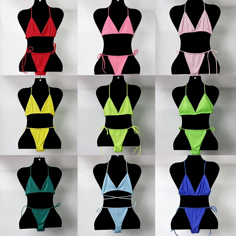 S573 Hot Rhinestone Beach Wear New Color Swimsuit Fabric Swimwear Crystal Bikini
