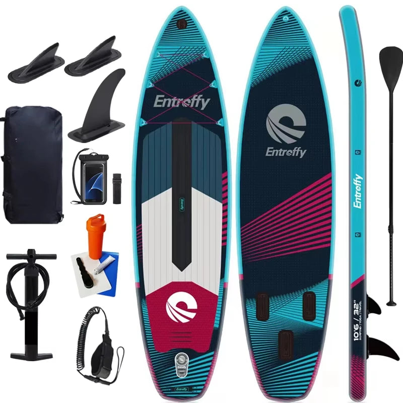 Entroffy OEM Foldable Surfboard Drop Stich Kite Surfing Pvc Inflatable Surfboards