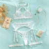 2025 New Sheer Eyelash Lace Halter Bra Women's See-Through Bondage Lingerie with Firm Control Leg and Garter Belt Lingerie Women